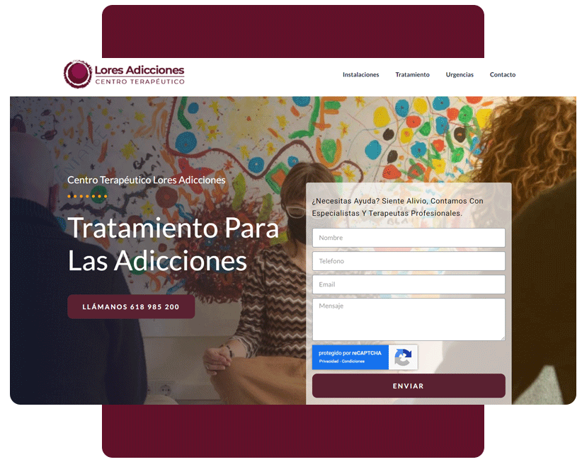 Pagina de Inicio 9 Lores Adicciones Diseño Landing Page